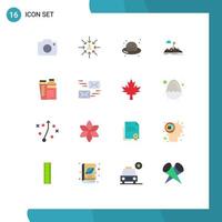 Set of 16 Modern UI Icons Symbols Signs for mission business selection aim straw hat Editable Pack of Creative Vector Design Elements