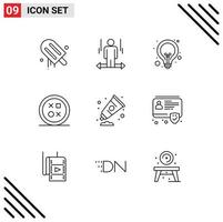 9 Universal Outline Signs Symbols of round design right cross seo Editable Vector Design Elements