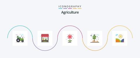 paquete de iconos de 5 planos de agricultura que incluye jardín. trigo. agricultura. planta. agricultura vector