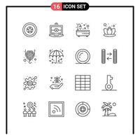 16 User Interface Outline Pack of modern Signs and Symbols of autumn crane bathtub construction lotus Editable Vector Design Elements