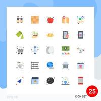 Set of 25 Modern UI Icons Symbols Signs for optimize marketing autumn development map Editable Vector Design Elements