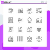 16 Universal Outline Signs Symbols of right arrow glass calculator recycle Editable Vector Design Elements