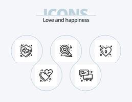 paquete de iconos de línea de amor 5 diseño de iconos. de coser. corazón. árbol. roto. corazón vector