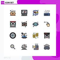 Set of 16 Modern UI Icons Symbols Signs for cinema type process keyboard storage Editable Creative Vector Design Elements