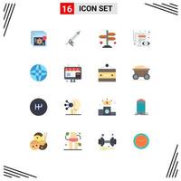 16 User Interface Flat Color Pack of modern Signs and Symbols of view edit repair document navigation Editable Pack of Creative Vector Design Elements