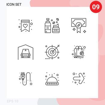Set of 9 Vector Outlines on Grid for optimization engine hospital audience van Editable Vector Design Elements