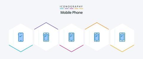 Paquete de 25 íconos azules para teléfono móvil que incluye . vector