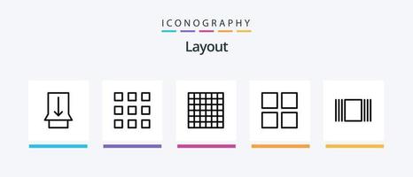 Layout Line 5 Icon Pack Including . cover. list. Creative Icons Design vector