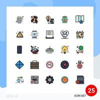 Pack of 25 creative Filled line Flat Colors of synchronize map idea settings network Editable Vector Design Elements