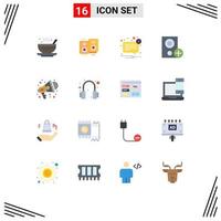 Modern Set of 16 Flat Colors Pictograph of hardware devices specker computers message Editable Pack of Creative Vector Design Elements