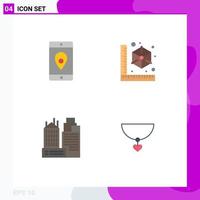 Universal Icon Symbols Group of 4 Modern Flat Icons of application building location gadget place Editable Vector Design Elements