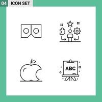 Mobile Interface Line Set of 4 Pictograms of glasses fruit user star abc Editable Vector Design Elements