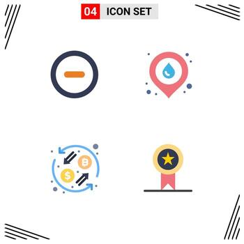 Modern Set of 4 Flat Icons Pictograph of interface exchange fire location badges Editable Vector Design Elements