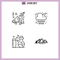 Pictogram Set of 4 Simple Filledline Flat Colors of business flasks speaker rain science Editable Vector Design Elements