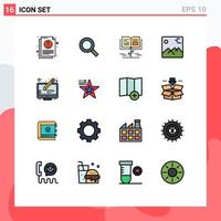 Group of 16 Flat Color Filled Lines Signs and Symbols for copyright canada growth picture gallery Editable Creative Vector Design Elements