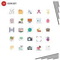 25 Universal Flat Colors Set for Web and Mobile Applications gestures hand search cancer ribbon Editable Vector Design Elements