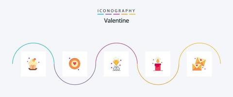 Valentine Flat 5 Icon Pack Including love. love. love. day. valentine vector