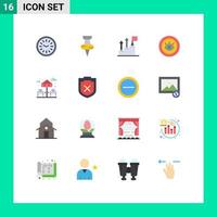 User Interface Pack of 16 Basic Flat Colors of park dinner growth technical service Editable Pack of Creative Vector Design Elements