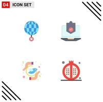 4 Creative Icons Modern Signs and Symbols of earth protected internet computer security Editable Vector Design Elements