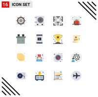 Universal Icon Symbols Group of 16 Modern Flat Colors of battery dessert maze cake brownie Editable Pack of Creative Vector Design Elements