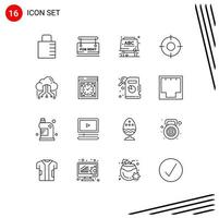 16 Universal Outline Signs Symbols of link ux board ui essential Editable Vector Design Elements