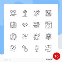 conjunto de 16 iconos modernos de la interfaz de usuario signos de símbolos para el signo en línea pascua año nuevo elementos de diseño de vectores editables chinos