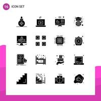 Stock Vector Icon Pack of 16 Line Signs and Symbols for lock computer communications globe education Editable Vector Design Elements