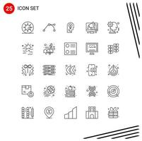 Set of 25 Modern UI Icons Symbols Signs for brain speaker business conference think Editable Vector Design Elements