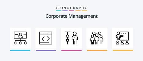 paquete de iconos de la línea 5 de gestión corporativa que incluye eficiencia. gráfico. discusión. productividad. persona. diseño de iconos creativos vector