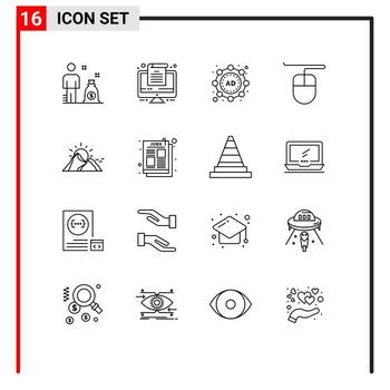 16 esquemas universales establecidos para aplicaciones web y móviles artículo estrategia solar paisaje de montaña elementos de diseño vectorial editables vector