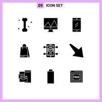 9 concepto de glifo sólido para sitios web móviles y aplicaciones flecha desarrollo educación codificación canadá elementos de diseño vectorial editables vector