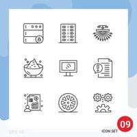 Set of 9 Commercial Outlines pack for potato holiday optimization food web Editable Vector Design Elements