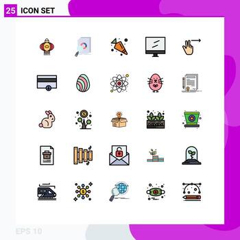 grupo de símbolos de iconos universales de 25 colores planos de líneas llenas modernas de investigación de dedos derechos elementos de diseño de vectores editables de computadora mac