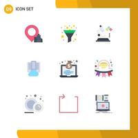 9 Thematic Vector Flat Colors and Editable Symbols of money economy lab laptop data Editable Vector Design Elements