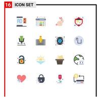 conjunto de 16 iconos de interfaz de usuario modernos signos de símbolos para protección de escudo web de micrófono profesional paquete editable de elementos de diseño de vectores creativos