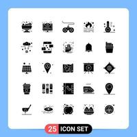 Pictogram Set of 25 Simple Solid Glyphs of cloudy pollution controller garbage burn Editable Vector Design Elements