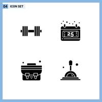 Stock Vector Icon Pack of 4 Line Signs and Symbols for dumbbell student bag weight date magnifying glass Editable Vector Design Elements