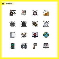 Set of 16 Modern UI Icons Symbols Signs for dumbbell gains coding finances programing Editable Creative Vector Design Elements