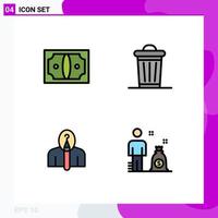 Universal Icon Symbols Group of 4 Modern Filledline Flat Colors of business artist money power authorship Editable Vector Design Elements