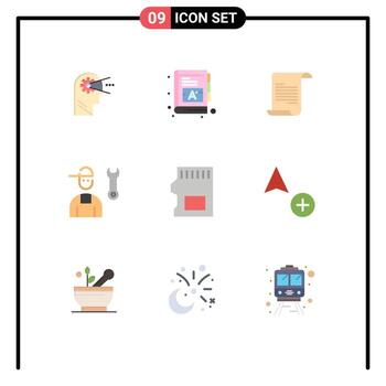 Set of 9 Modern UI Icons Symbols Signs for sd service file repair man Editable Vector Design Elements