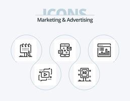 Marketing And Advertising Line Icon Pack 5 Icon Design. email. address. graph. shot. hands vector