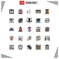 Group of 25 Modern Filled line Flat Colors Set for dryer monument development historic architecture Editable Vector Design Elements