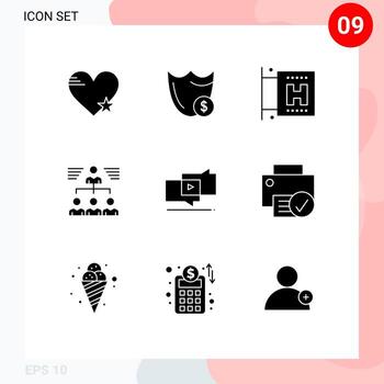 Modern Set of 9 Solid Glyphs and symbols such as user team secure businessman travel Editable Vector Design Elements