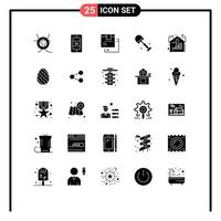 Pictogram Set of 25 Simple Solid Glyphs of real estate goods spring shovel Editable Vector Design Elements