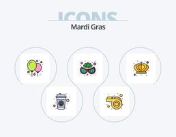 Mardi Gras Line Filled Icon Pack 5 Icon Design. lys. festival. feather. decor. coffee vector