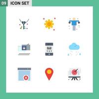 Modern Set of 9 Flat Colors Pictograph of mail envelopes exercise secure chating Editable Vector Design Elements