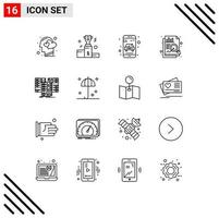User Interface Pack of 16 Basic Outlines of center chart medal analysis service Editable Vector Design Elements