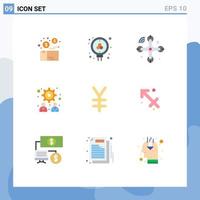 Set of 9 Modern UI Icons Symbols Signs for finance teamwork search strategy internet of things Editable Vector Design Elements