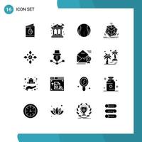 16 Universal Solid Glyphs Set for Web and Mobile Applications decorate object ball modification change Editable Vector Design Elements