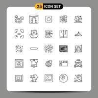 Set of 25 Vector Lines on Grid for balance camera help process maximize Editable Vector Design Elements